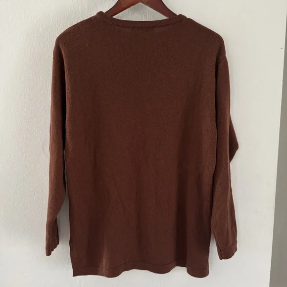 Saks Fifth Avenue Cashmere Sweater Womens Medium Brown Knit Neutral Long Sleeve - Picture 7 of 10